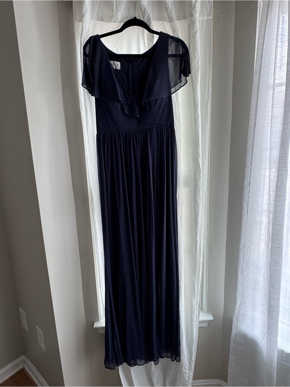 Azazie Ruffle-Shoulder Maxi Dress